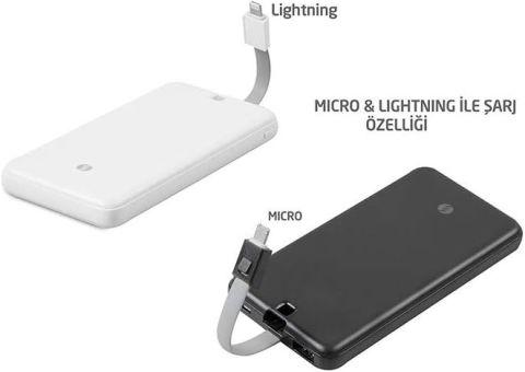 S-link IP-G19 10000 mAh 2 in 1 Kablo Powerbank