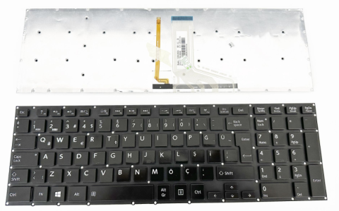 Toshiba Satellite P50-A P55-A P50T-A P55T-A P50-B  siyah Klavye Işıklı Tuş Takımı Orjınal Türkçe