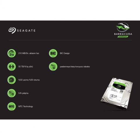 Seagate BarraCuda ST1000DM010 SATA 3.0 7200 RPM 3.5'' 1 TB Harddisk