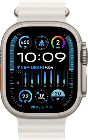 Apple Watch Ultra 2 GPS + Cellular 49mm Natürel Titanyum Kasa ve Beyaz-Ocean Kordon Akıllı Saat