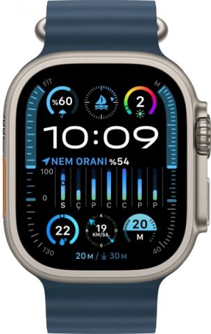 Apple Watch Ultra 2 GPS + Cellular 49mm Natürel Titanyum Kasa ve Mavi-Ocean Kordon Akıllı Saat