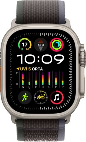Apple Watch Ultra 2 GPS + Cellular 49mm Natürel Titanyum Kasa ve Mavi-Siyah-Trail Loop Kordon Akıllı Saat