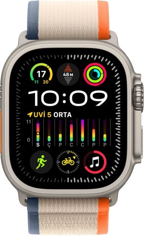 Apple Watch Ultra 2 GPS + Cellular 49mm Natürel Titanyum Kasa ve Turuncu-Bej-Trail Loop Kordon Akıllı Saat