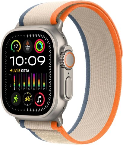 Apple Watch Ultra 2 GPS + Cellular 49mm Natürel Titanyum Kasa ve Turuncu-Bej-Trail Loop Kordon Akıllı Saat