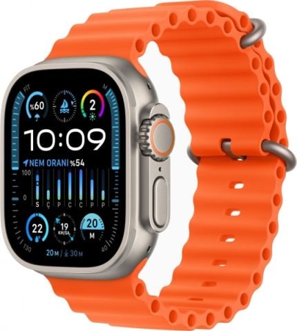 Apple Watch Ultra 2 GPS + Cellular 49mm Natürel Titanyum Kasa ve Turuncu-Ocean Kordon Akıllı Saat