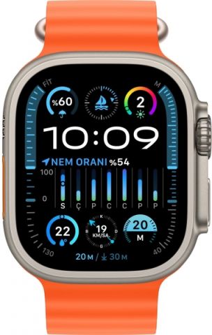 Apple Watch Ultra 2 GPS + Cellular 49mm Natürel Titanyum Kasa ve Turuncu-Ocean Kordon Akıllı Saat