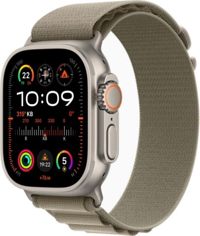 Apple Watch Ultra 2 GPS + Cellular 49mm Natürel Titanyum Kasa ve Klasik Zeytin Yeşili-Alpine Loop Kordon Akıllı Saat