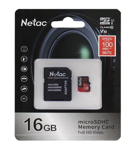 Netac 16GB MicroSDHC V10/U1/C10 NT02P500PRO-016G-R
