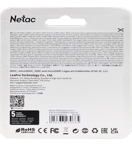 Netac 32GB MicroSDHC V10/A1/C10 NT02P500PRO-032G-R