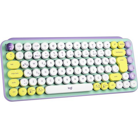 logitech pop keys sarı lila kablusuz mekanik klavye