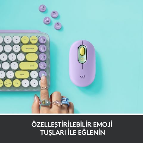 logitech pop keys sarı lila kablusuz mekanik klavye