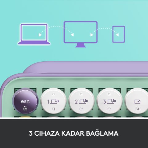 logitech pop keys sarı lila kablusuz mekanik klavye
