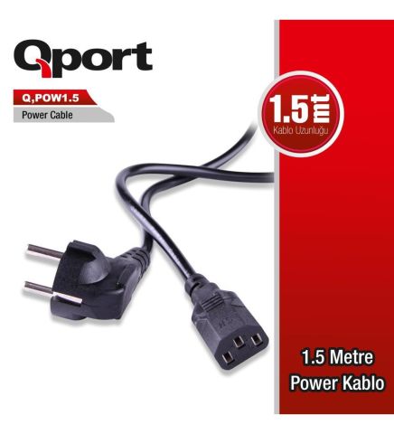 Qport Q-Pow1.5 1 5M Power Kablosu.Bakir 075Mm