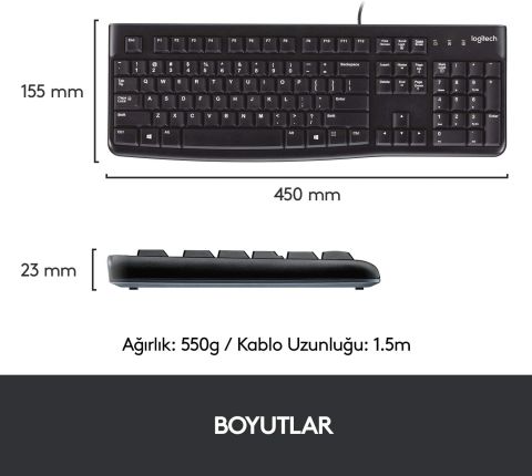 Logitech K120 920-002505 Q Kablolu Klavye