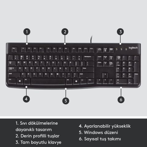 Logitech K120 920-002505 Q Kablolu Klavye