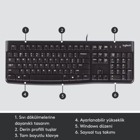 Logitech K120 920-002505 Q Kablolu Klavye