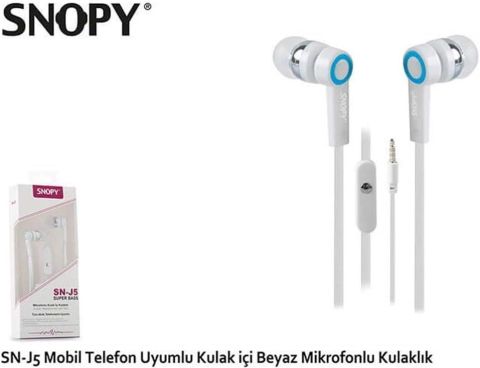 Snopy SN-J5  Kulakiçi Beyaz Mikrofonlu Kulaklık