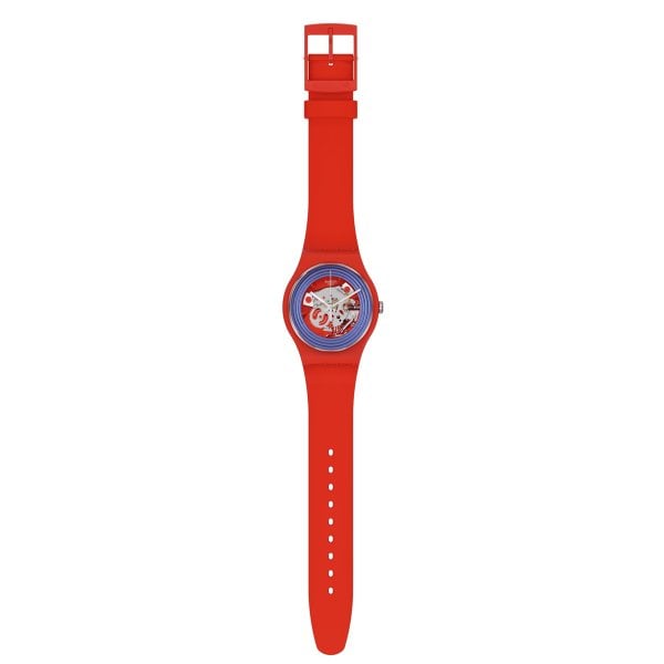 Swatch So29r103 BLUE RINGS RED Kol Saati