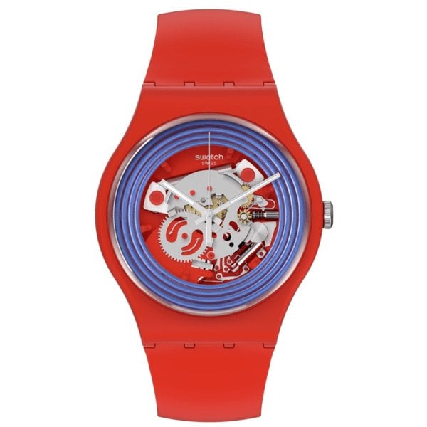 Swatch So29r103 BLUE RINGS RED Kol Saati