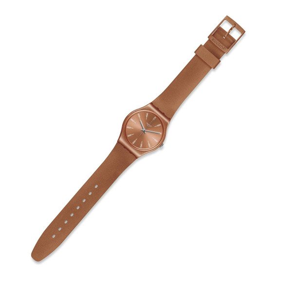 Swatch GO118 Kahverengi Plastik Silikon Kadın Kol Saati