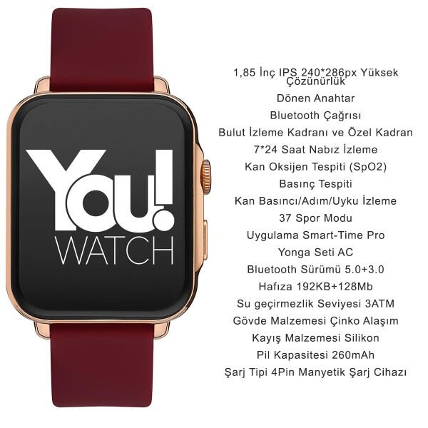 You Watch F13-YF132 You Smart Rose & Dark Red Silicon Unisex Kol Saati