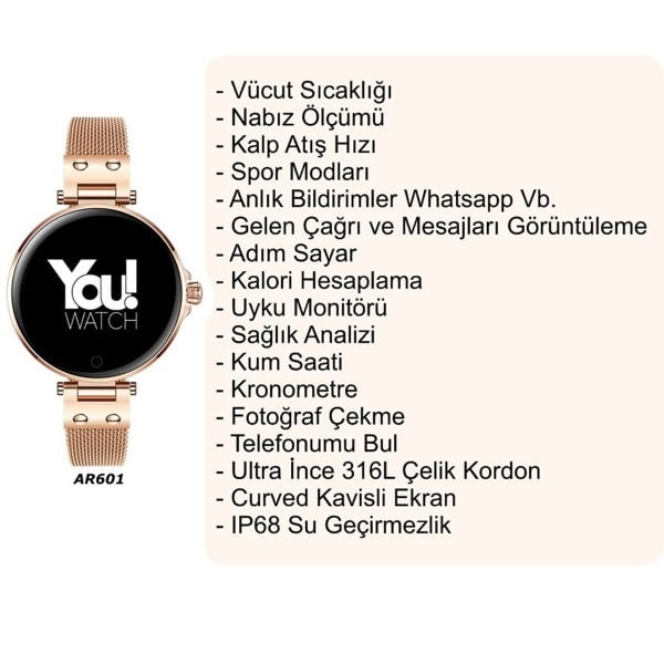 You Watch AR601 You Smart Rose Gold Kadın Akıllı Kol Saati