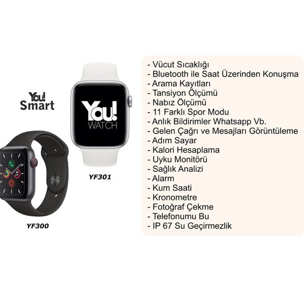 You Watch YF301 You Smart Silver & White Silicon Unisex Akıllı Kol Saati