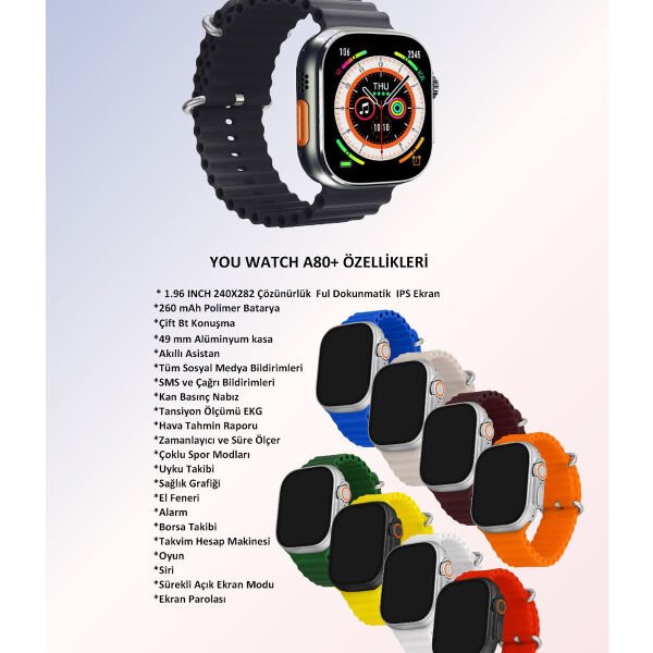 You Watch A8-A81 You Smart Black & Red Silicon Unisex Kol Saati