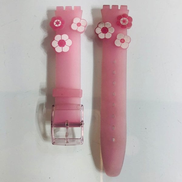 Swatch ASFK Pembe Çiçekli Silikon Kordon