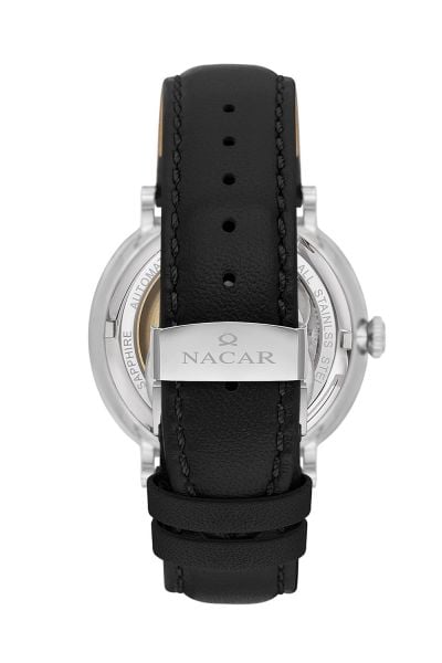 Nacar NC34-29B640-ABL1 Siyah Deri Otomatik Safir Erkek Kol Saati