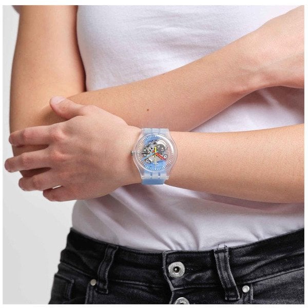 Swatch Clearly Blue Striped Unisex Kol Saati SUOK156