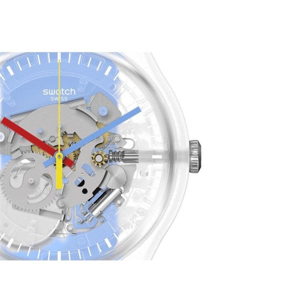 Swatch Clearly Blue Striped Unisex Kol Saati SUOK156