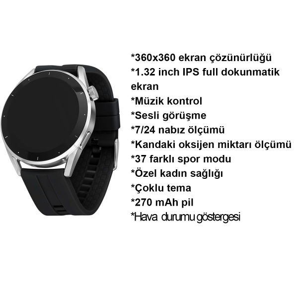 You Watch R12-AR120 You Smart Silver & Black Silicon Unisex Kol Saati