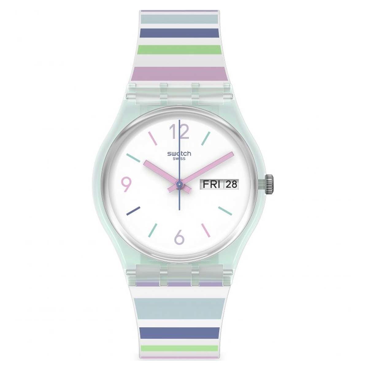 Swatch GL702 Kadın Pastel Zebra Watch Plastik Silikon Kol Saati