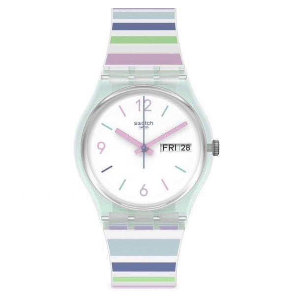 Swatch GL702 Kadın Pastel Zebra Watch Plastik Silikon Kol Saati