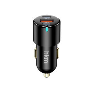 hkm tech HYPER 60W Hızlı Şarj Destekli, 3 girişli (2xType-C 1xUSB) Araç İçi Çakmaklık Şarj Aleti