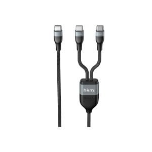hkm tech DUO POWER 100W Çift Uçlu, Type-C to Type-C + Type-C Şarj Kablosu