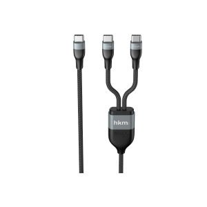 hkm tech DUO POWER 100W Çift Uçlu, Type-C to Type-C + Type-C Şarj Kablosu