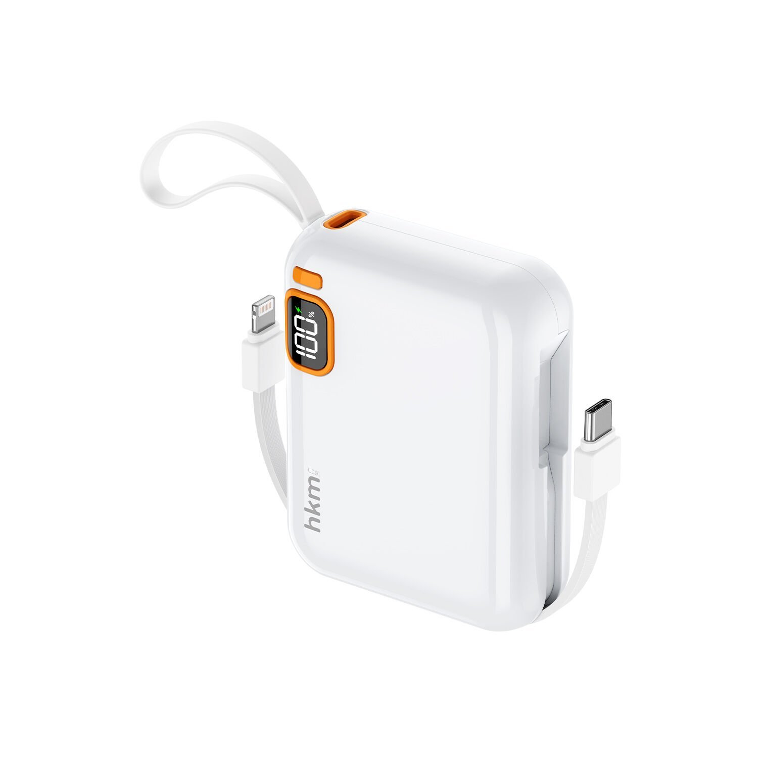 hkm tech POWER DUO 10.000 mAh 20W Hızlı Şarj Destekli, Type-C ve Lightning Kablolu Powerbank