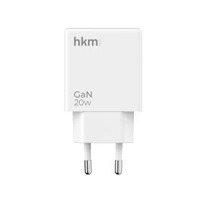 hkm tech EXTRA SLIM GaN 20W USB-A ve Type-C Çift Portlu Ultra İnce ve Hızlı Şarj Aleti