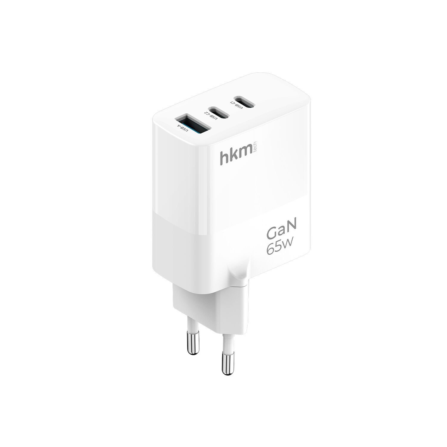 hkm tech GaN MULTI 65W USB-A ve 2*Type-C Üç Portlu Hızlı Şarj Aleti