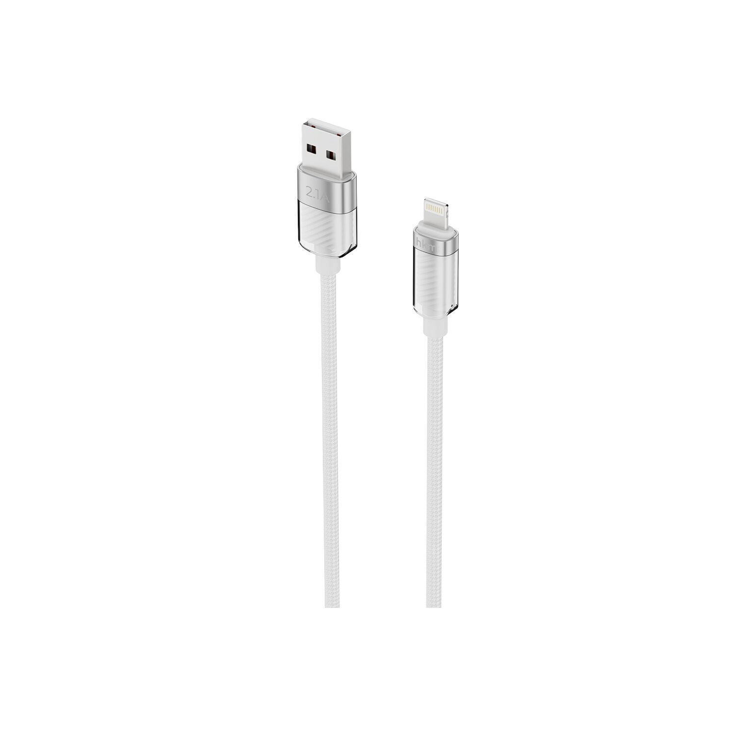hkm tech KNIT GLAM 2.1A Hızlı Şarj Destekli, USB-A to Lightning Şarj ve Data Aktarım Kablosu Beyaz