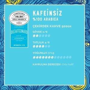Caffe Corsini Kafeinsiz %100 Arabica Çekirdek Kahve 500GR