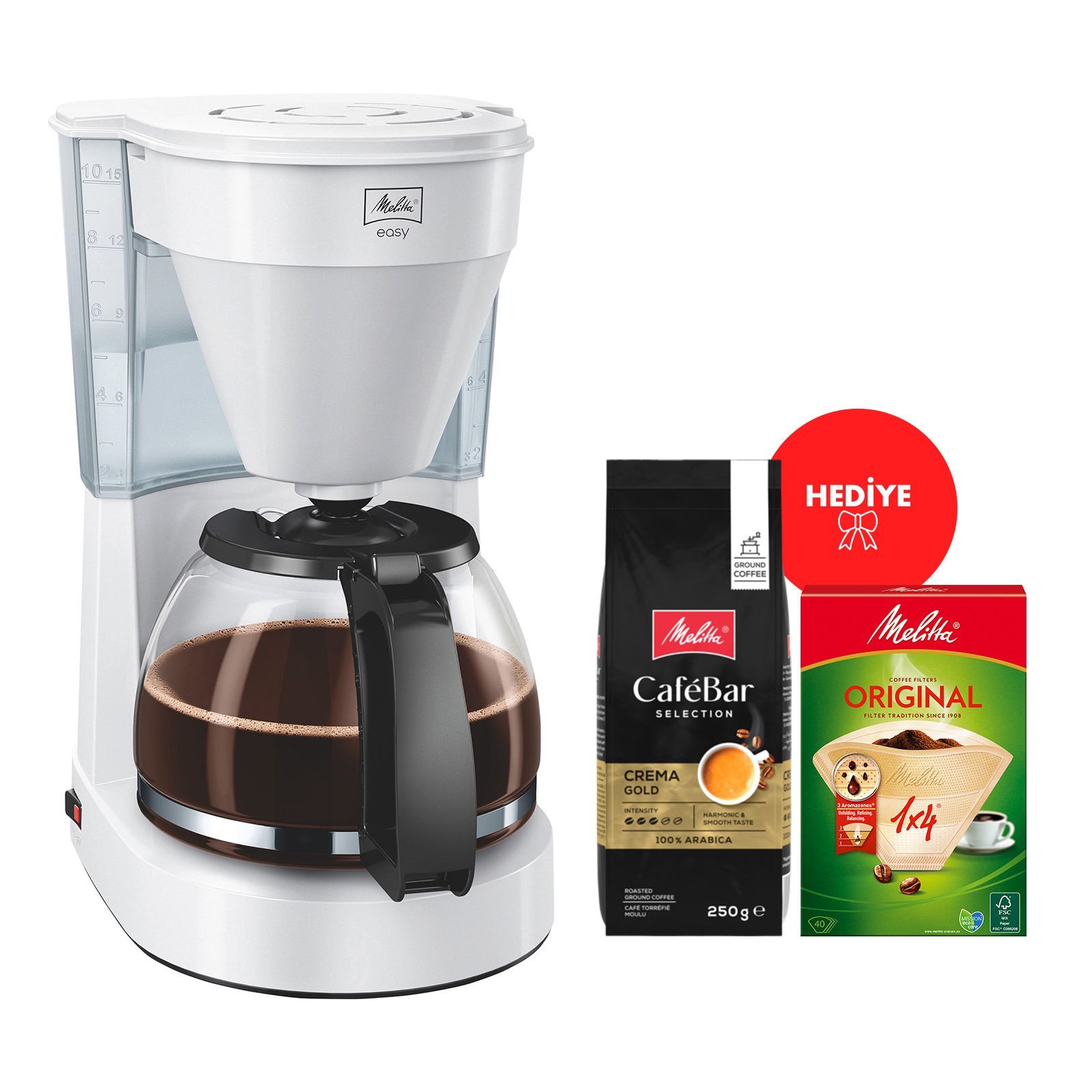 Easy Top Beyaz Filtre Kahve Makinesi Hediyeli Kahve + Filtre