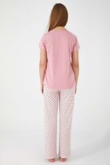 Pierre Cardin 8619 Battal Flowering Pink Kadın Kısa Kol Pijama Takım