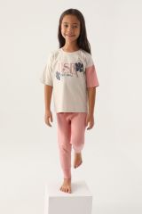 U.S. Polo Assn. 1809 Garson Lisanslı Rose Bej Kız Çocuk Pijama Takımı