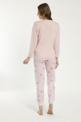 Estiva 22135 Kadın Çiçek Desenli Uzun Kollu Viskon Pijama Takımı