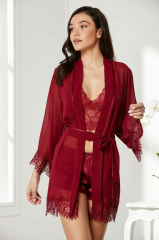 Pierre Cardin 7005 Saten Dörtlü Çeyiz Seti Bordo - L