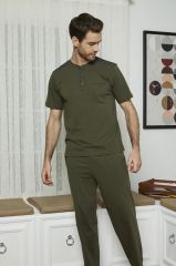 KLY 7612 Erkek Midi Yaka 3'Lü Pijama Takım