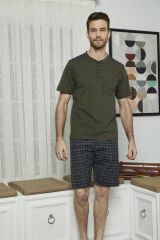 KLY 7612 Erkek Midi Yaka 3'Lü Pijama Takım